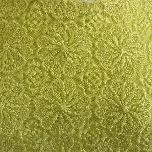 Vintage 60s Shift Dress Size 12 Yellow Floral Lace Overlay Sleeveless Retro - Picture 7 of 12